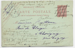 ENTIER SEMEUSE 10C LIGNEE CP ANNULATION PLUME POUR LAGNY 25.4.1905 - Cartes Postales Types Et TSC (avant 1995)