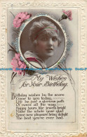 R145012 Greetings. My Wishes For Your Birthday. Woman Portrait. Philco. RP. 1919 - Monde