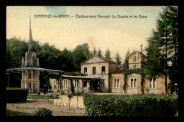 51 - SERMAIZE-LES-BAINS - ETABLISSEMENT THERMAL - LA BUVETTE ET LES BAINS - CARTE TOILEE ET COLORISEE - Sermaize-les-Bains