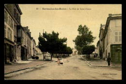 51 - SERMAIZE-LES-BAINS - RUE DE ST-DIZIER - CARTE TOILEE ET COLORISEE - Sermaize-les-Bains