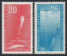 Germany-GDR 371-372, MNH. Mi 616-617. IGY 1957-1958.  Balloon, Ship - Deep Sea - Ongebruikt