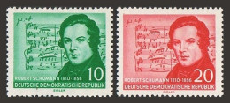 Germany-GDR 303-304, Hinged. Mi 541-542. Robert Schumann,1956.Music By Schumann. - Nuevos