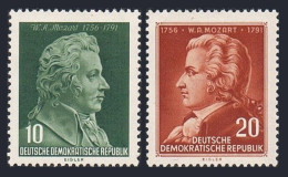 Germany-GDR 278-279, Hinged. Mi 510-511. Wolfgang Amadeus Mozart, Composer, 1956 - Nuevos