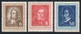 Germany-GDR 100-102, MNH. Mi 308-310. Composers, 1952. Hendel, Lortzing, Weber. - Unused Stamps