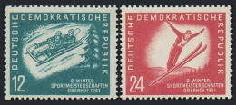 Germany-GDR 76-77, MNH. Mi 280-281. Matches,Oberhof,1951. Tobogganing, Ski Jump. - Unused Stamps