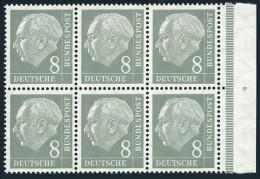 Germany 707 Block/6, MNH. Michel 182. Definitive 1954. President Theodor Heuss. - Unused Stamps
