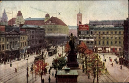 CPA Berlin Mitte, Alexanderplatz, Denkmal, Straßenbahn, Zuschneide Akademie, Geschäft A. Wertheim - Autres & Non Classés