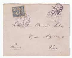Lettre Levant Timbre Type Mouchon Surchargé 1 Piastre + Cachet Constantinople Galata 1905 - Cartas & Documentos