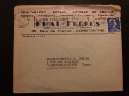 LETTRE FHAL FRERES QUINCAILLERIE METAUX TP M DE MULLER 20F OBL.MEC.26-8 1958 CONSTANTINE RP - Sonstige & Ohne Zuordnung