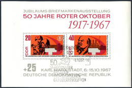 Germany-GDR 959a Sheet, CTO. Michel Bl.26. Russian October Revolution, 50, 1967. - Ongebruikt