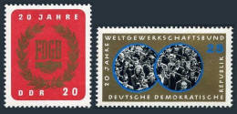 Germany-GDR 773-774, MNH. Mi 1115-1116. Free German Trade Unions, 20th Ann.1965. - Nuovi