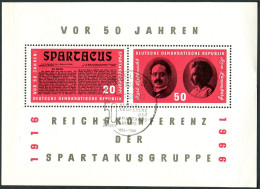 Germany-GDR 807 Ab Sheet, Special CTO. Mi Bl.25. Spartacus Organization, 1966. - Ungebraucht