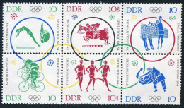 Germany-GDR 711-714a,B119-B120,MNH. Mi 1039-1044 Sb. Olympics Tokyo-1964.Diving, - Neufs