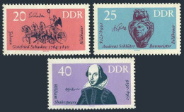 Germany-GDR 688-690, MNH. Mi 1009-1010. Schadow, Andreas Schluter, Shakespere. - Neufs
