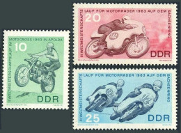 Germany-GDR 657-659, MNH. Michel 972-974. Motorcycle World Championships, 1963. - Unused Stamps