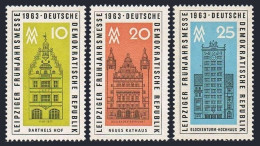 Germany-GDR 643-645, MNH. Michel 947-949. Leipzig Spring Fair, 1963. Buildings. - Ongebruikt