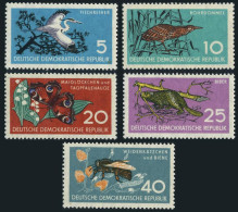 Germany-GDR 434-438, MNH. Mi 688-692. Heron, Bittern, Butterfly,Beaver,Bee,1959. - Unused Stamps