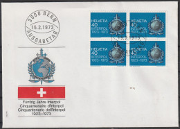 Schweiz: 1973, Blanko- Umschlag In MeF, Mi. Nr. 990, Jahresereignisse (I): 40 C. Interpol-Emblem, ESoStpl. BERN - FDC