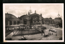 AK Frankfurt A. M., Hauptbahnhof Mit Strassenbahn  - Frankfurt A. Main