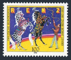 Germany 1740, MNH. Michel 1600. Ernst Jakob Renz, Circus Director,1992. Horses. - Unused Stamps