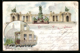 Lithographie Berlin, Kaiser Wilhelm Denkmal, Aufziehende Wache, Nestle Werbung  - Mitte