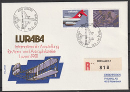Schweiz: 1981, LuPo R- Fernbrief In MiF, 50 Jahre Luftverkehrgesellschaft,  SoStpl. LUZERN / LURABA 1981 - Erst- U. Sonderflugbriefe