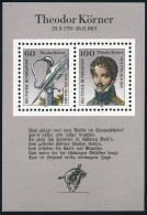 Germany 1685,MNH.Michel Bl.25. Theodor Korner,1791-1813,poet,1991. - Ongebruikt