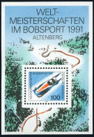 Germany 1626, MNH. Mi 1496 Bl.23. World Bobsled Championships, Altenberg, 1991. - Neufs