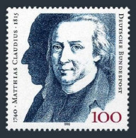 Germany 1611, MNH. Michel 1473. Matthias Claudius, 1740-1815, Writer, 1990. - Unused Stamps