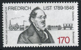 Germany 1583, MNH. Mi 1429. Friedrich List, 1789-1846, Economist, 1989. Train. - Ongebruikt