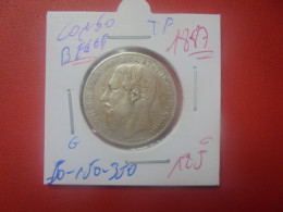 CONGO BELGE 2 FRANCS 1887 ARGENT(A.5) - 1885-1909: Leopold II.