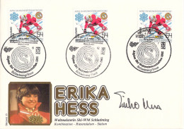 Autograph Cover: Erika Hess, A World Cup Alpine Ski Racer From Switzerland. One Of The Best Female Racers Of The 1980s, - Skisport