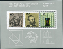Germany 1420 Ac Sheet, MNH. Mi 1215-1217 Bl.19. UPU-110. Congress. Von Stephan. - Unused Stamps