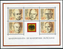 Germany 1384,MNH.Mi Bl.18. Presidents,1982.Heuss,Lubke,Heinemann,Scheel,Carstens - Unused Stamps