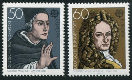 Germany 1328-1329,MNH.Mi 1049-1050. EUROPE CEPT-1980. Albertus Magnus, Leibniz. - Ungebraucht