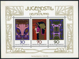 Germany 1243 Ac Sheet, MNH. Michel 923-925 Bl.14. German Art Nouveau, 1977. - Nuovi