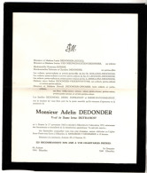 Renaix 1883 - Ellezelles 1970, Adelin Dedonder - Décès