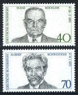 Germany 1159-1160, MNH. Michel 830,832. Hans Bockler, Albert Schweitzer. 1975. - Unused Stamps