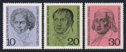 Germany 1014-1016, MNH. Michel 616-618. Beethoven, Georg Hegel, Holderlin. 1970. - Unused Stamps