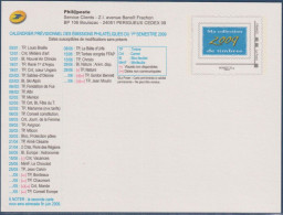 Carte Entier Postal Monde 20g Programme Philatélique 2009  Le 1er Semestre. - Pseudo-officiële  Postwaardestukken