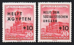 Germany-GDR B29-B30, MNH. Michel 557-558. Help For Egypt, Hungary, 1956. - Unused Stamps