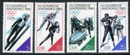 Germany-GDR 2647-2650,2651, MNH. Mi 3140-3143,Bl.90. Olympics Calgary-1988.Luge. - Nuevos