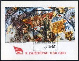Germany-GDR 2176,MNH. Mi Bl.63. Communist Party Congress,1981.Paintings, Womacka - Neufs
