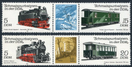 Germany-GDR 2205-2206 Ab/label Strips, MNH. Michel 2629-2632. Railroad 1981. - Unused Stamps