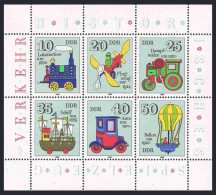 Germany-GDR 2149 Af Sheet,MNH. Michel 2566-2571 Klb. Toy Locomotive. 1980. - Unused Stamps