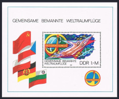 Germany-GDR 2097, MNH. Michel 2502 Bl.58. Intercosmos, 1980. Salyut 6 And Soyuz. - Nuevos