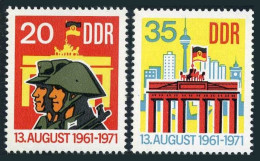 Germany-GDR 1316-1317, MNH, Michel 1691-1692. 10th Years Of Berlin Wall, 1971. - Nuovi