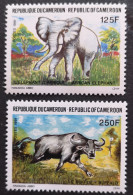 Kamerun 1991 Wildlebende Säugetiere Elefant Büffel Mi1181/82** - Kamerun (1960-...)