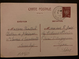 CP EP PETAIN 1F20 OBL.5-1 42 ANGERVILLE L'ORCHER (76) Mme THIEULLEUL Château De BLESSINARE à ST SAUVEUR D'EMALLEVILLE - WW II