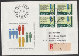 Schweiz: 1981, R- Fernbrief In MeF, Mi. Nr. 930, Jahresereignisse: 20 C.  Eidgenössische Volkszählung.  ESoStpl. - FDC